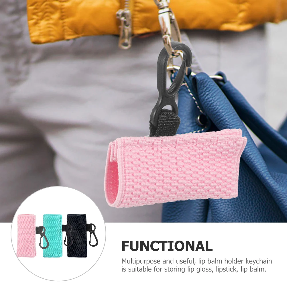 ที่ใส่ลิปบาล์ม 3 ชิ้น พร้อมพวงกุญแจ ปลอกถักสำหรับลิปสติกและลิปกลอส แบบพกพา ป้องกันได้ เหมาะสำหรับการเดินทางนอกบ้าน สะดวก
