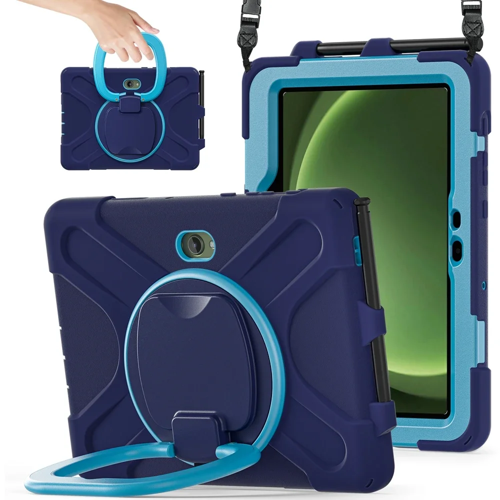 Shockproof Kids Case For Samsung Galaxy Tab Active 4 5 Pro 2019 2022 2025 10.1 inchSafe Pull Ring Stand Shoulder Strap Cover