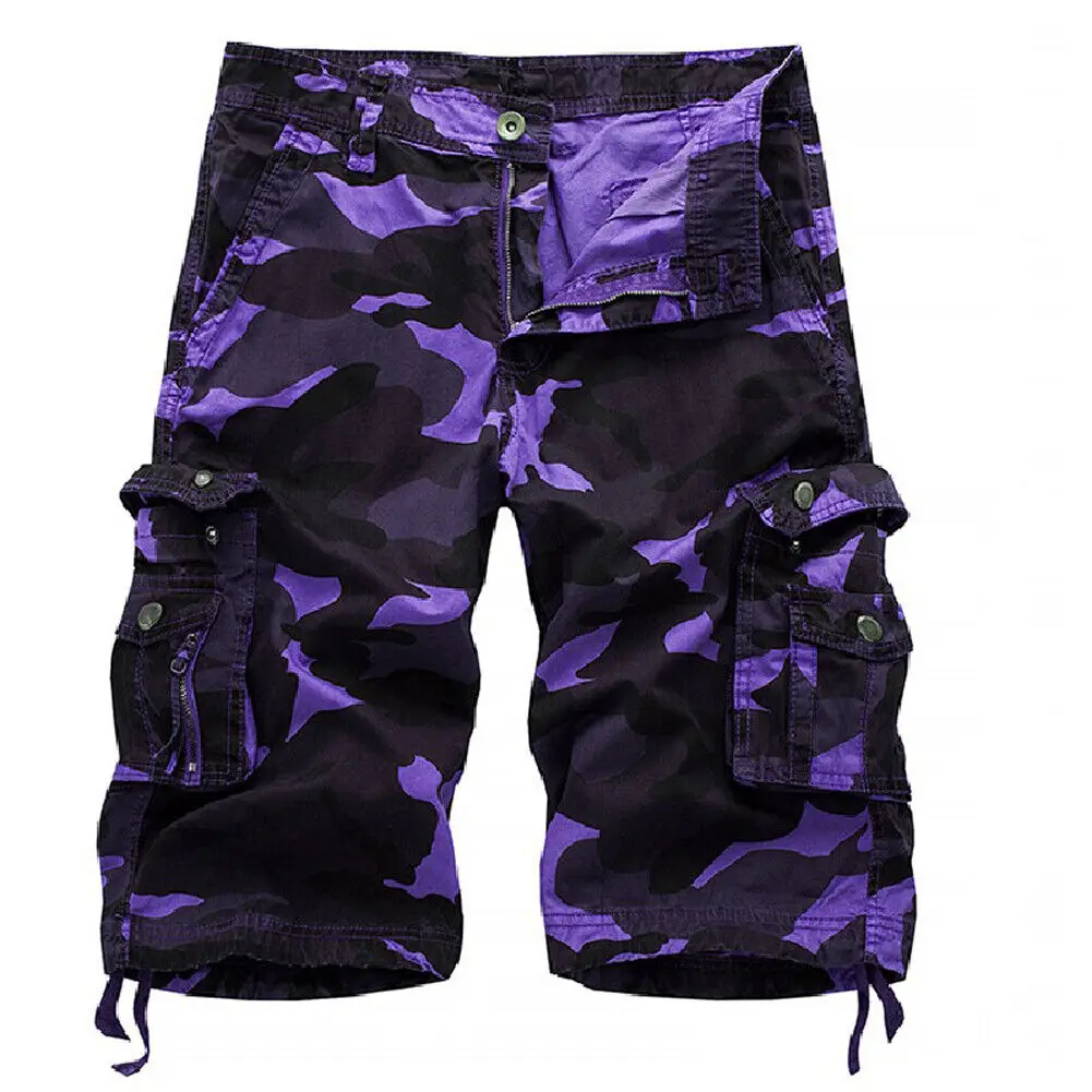 Summer Cargo Shorts Men Camouflage Camo Casual Cotton Multi-Pocket Baggy Loose Work Shorts Streetwear HipHop Shorts 30-42