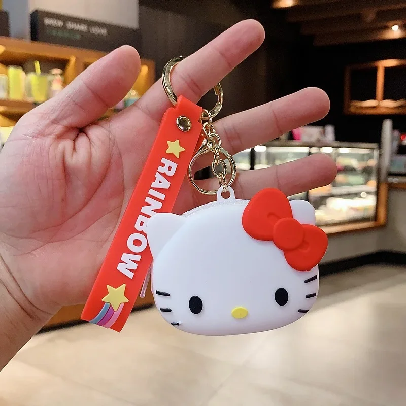 Sanrio Women Coin Purse Cartoon Cute Zipper Silicone Kitty Melody Coin Purse Pouch Purse Earphone Bag Wallet Bag Key Holder Gift