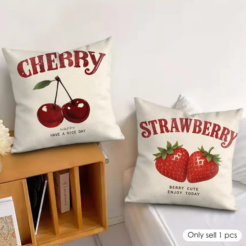 Fashion Cherry Lemon Peach Cushion Cover Square Pillow Bedroom Sofa Leisure Comfort Living Room Home Decoration 40X40