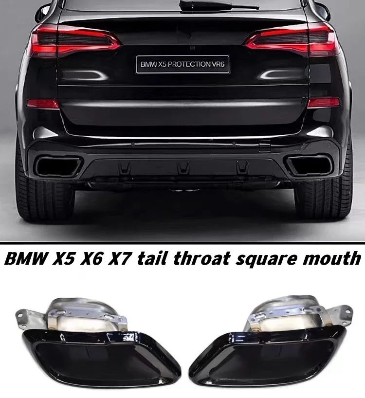 1 Pair Chrome Black Exhaust Muffler Tips Set End Pipe Trim Fit for BMW X5 X6 X7 G05 G06 G07 M Sport 2019-2023