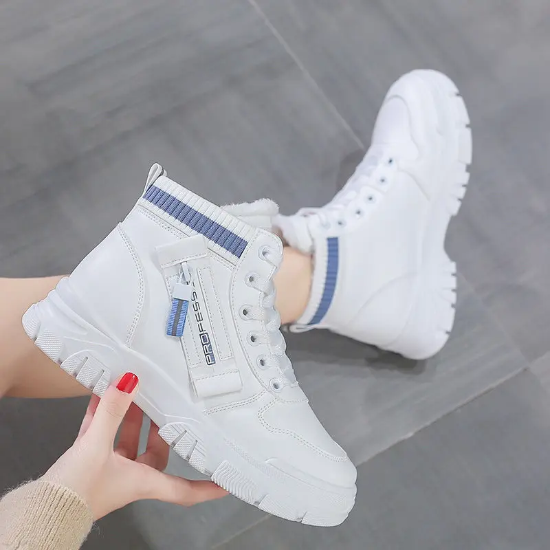 Comemore Winter Women\'s Cotton Shoes Plush Thick Warm Booties Woman 2022 Female Ankle Boots High Top Sneakers Snow Short Boot 40