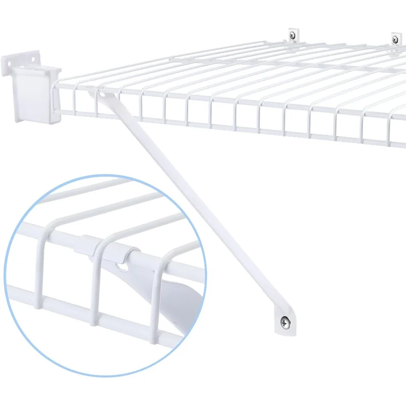

YWDZ-16 Pcs 12 Inch Wire Shelf Support Brackets Kit 4 Closet Support Brace 8 Down Wall Clips And 4 Wire Shelf End Brackets