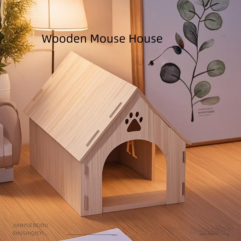 Casa de Madera para Mascotas Pequeñas, Diseño Dragón Gato y Ardilla Rey Demonio, para Cobayas y Conejos Holandeses