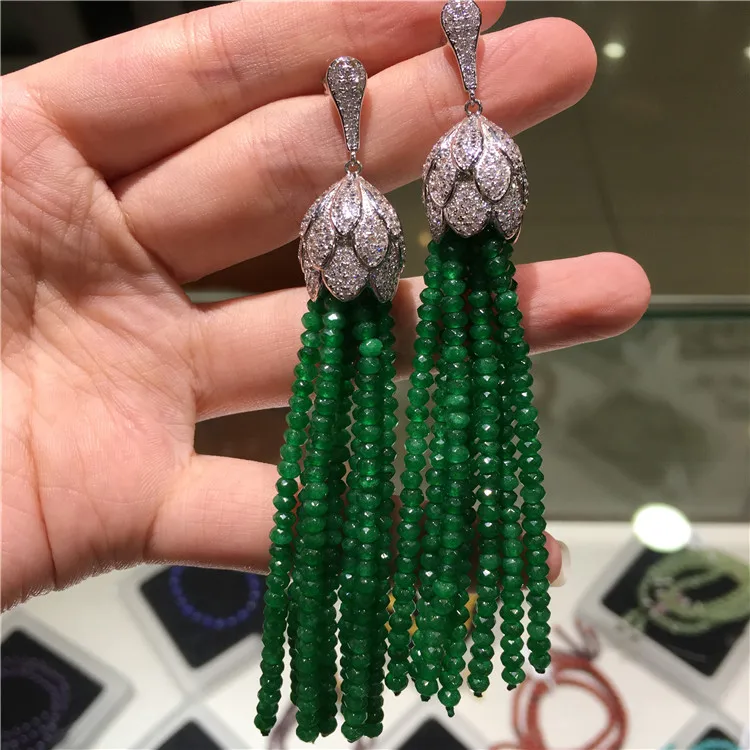 

Hot sell European American styles natural color faced stone micro inlay zircon accessories earrings fashion jewelry