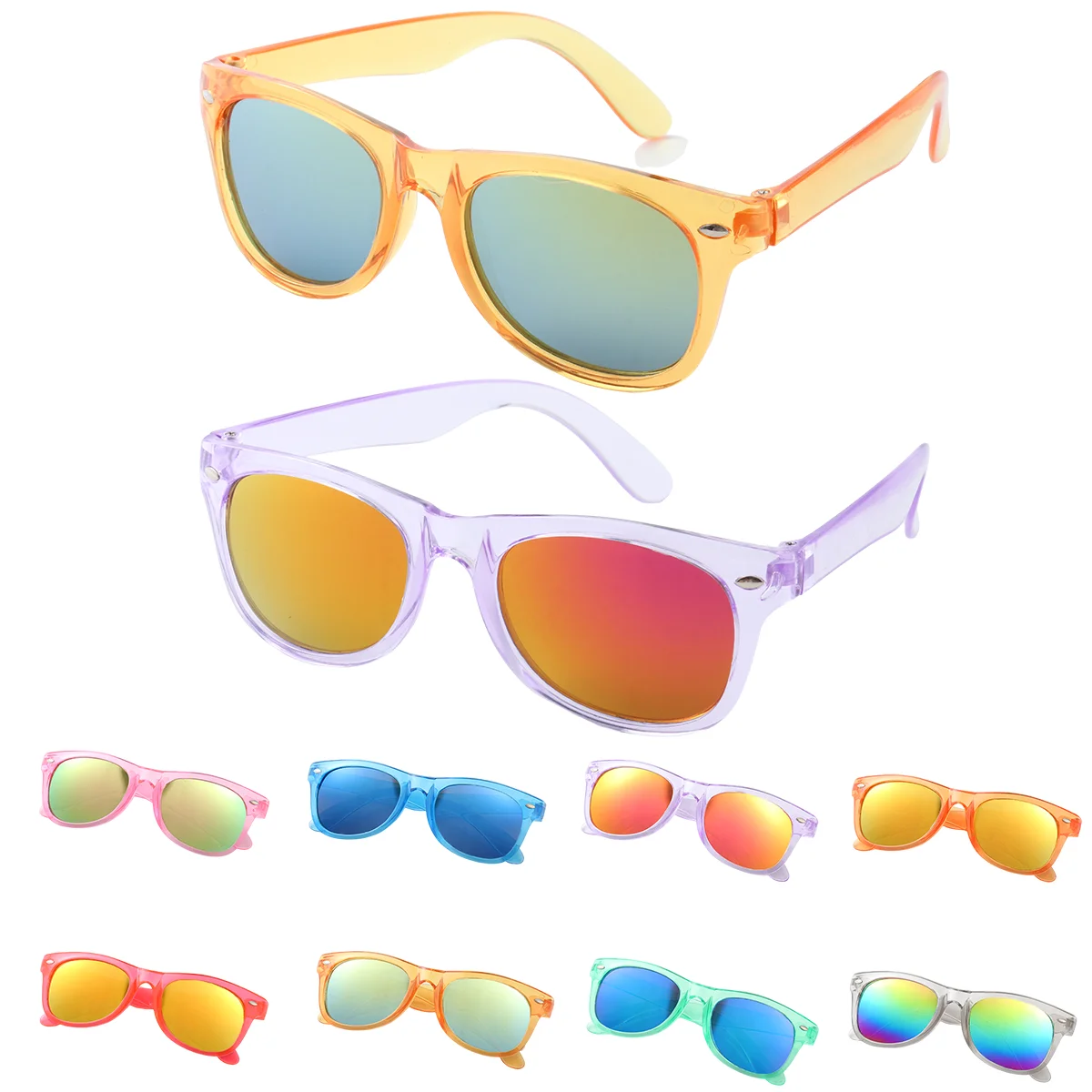 8pcs Boy Girl Neon Sunglasses UV Protection Colors Sunglasses Outdoor Summer Beach Holiday Eyewear Kids Birthday Party Favors