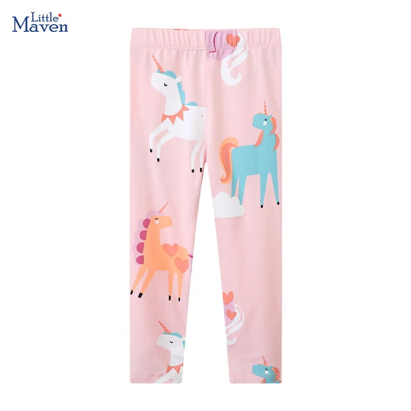 Little maven Baby Girls Leggings Pants Cotton Trousers Toddler Kids Clothes Cartoon Pink Unicorn Children's Clothing Autumn