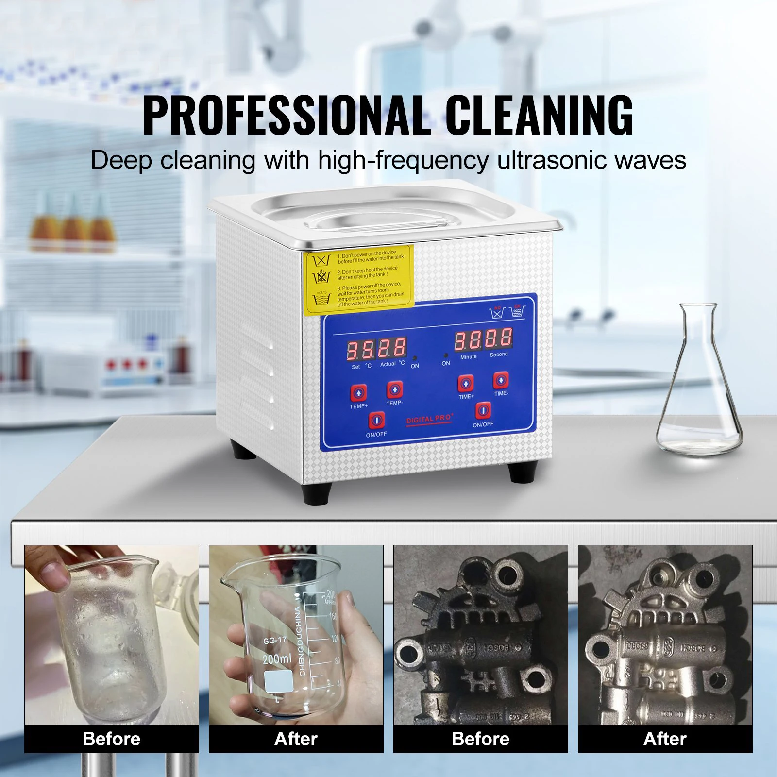 SIHAO Portable 1.3L Ultrasonic Cleaner Machine Washing Machine w/ Digital Timer Ultrasound Home Jewelry Clean Appliances view 2