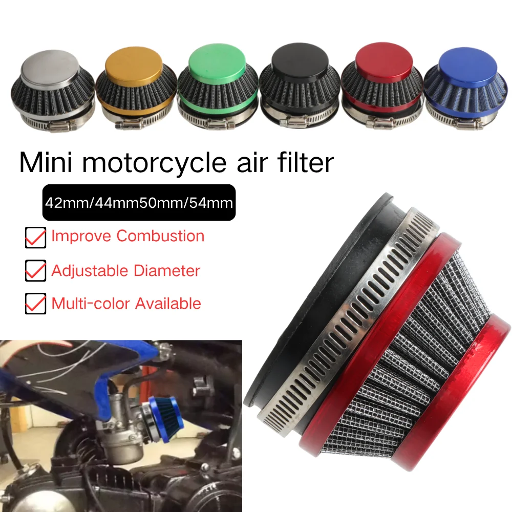 Universal 42mm 44mm 50mm 54mm Air Filter Cleaner For Gas Motorized Bicycle Push Mini Moto Pocket Bike ATV Quad Motorcycle Parts