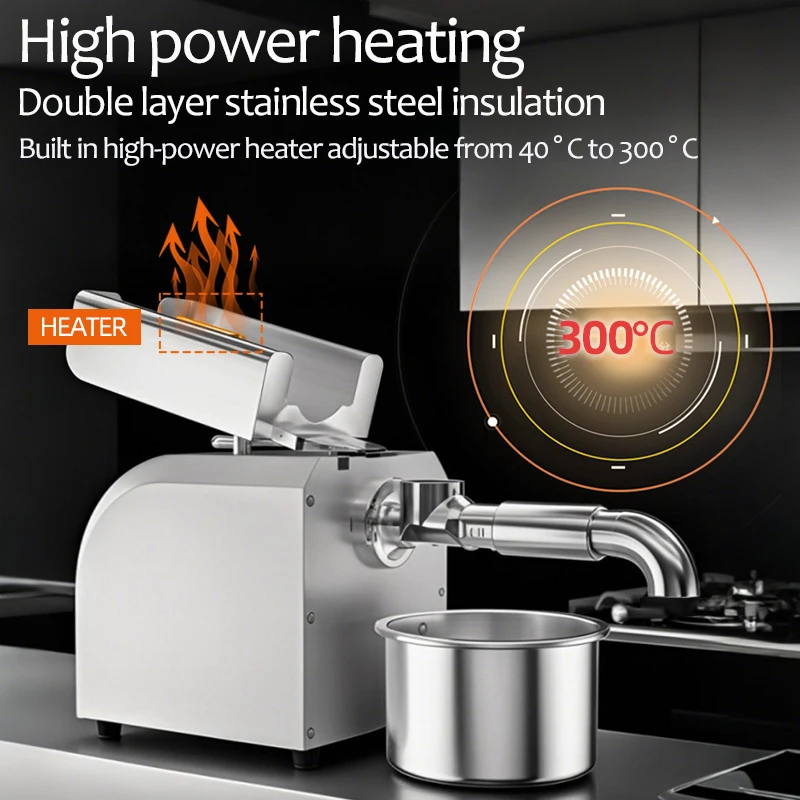 آلة ضغط الزيت الأوتوماتيكية المصنوعة من الفولاذ المقاوم للصدأ لتوفير الطاقة منخفضة الضوضاء والزيتون والفول السوداني ودرجة حرارة ثابتة