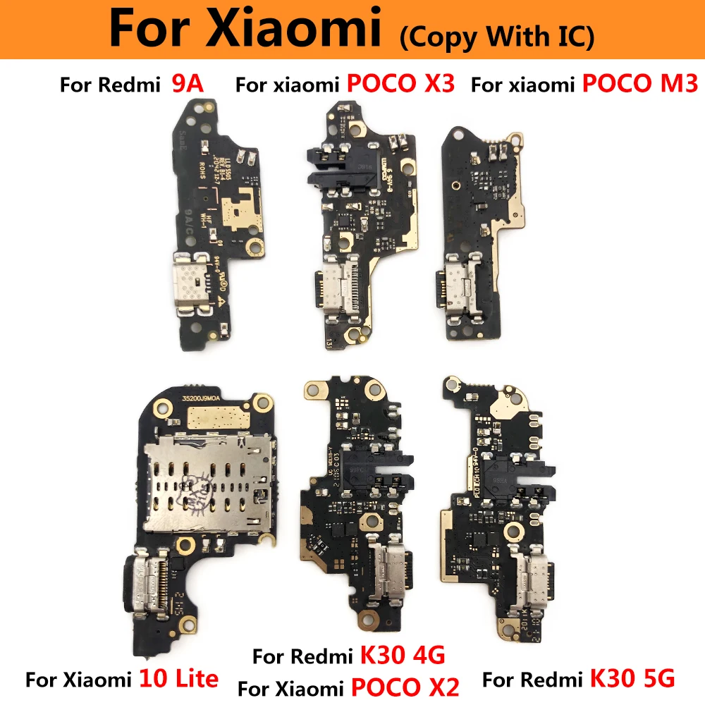 10 pçs usb de carregamento conector do porto placa cabo flexível para xiaomi poco x3 m3 redmi nota 8 8t 9s 9 10 k30 4g 5g lite