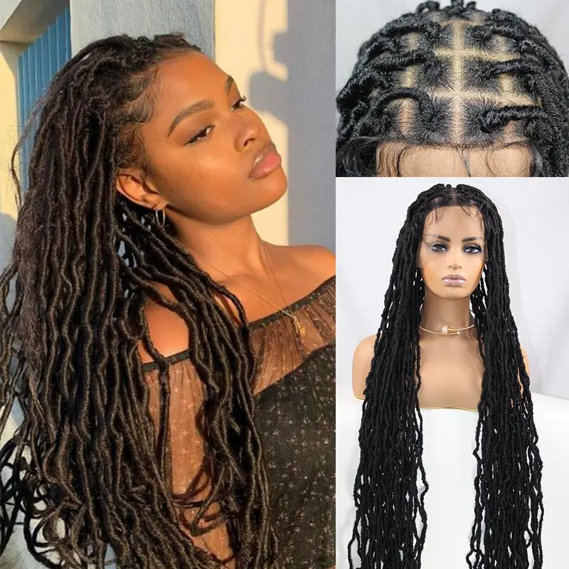 

40Inch Super Long Synthetic Full Lace Front Braided Wigs for Women Butterfly Senegalese Twist Braided Wigs Crochet Braiding Wigs