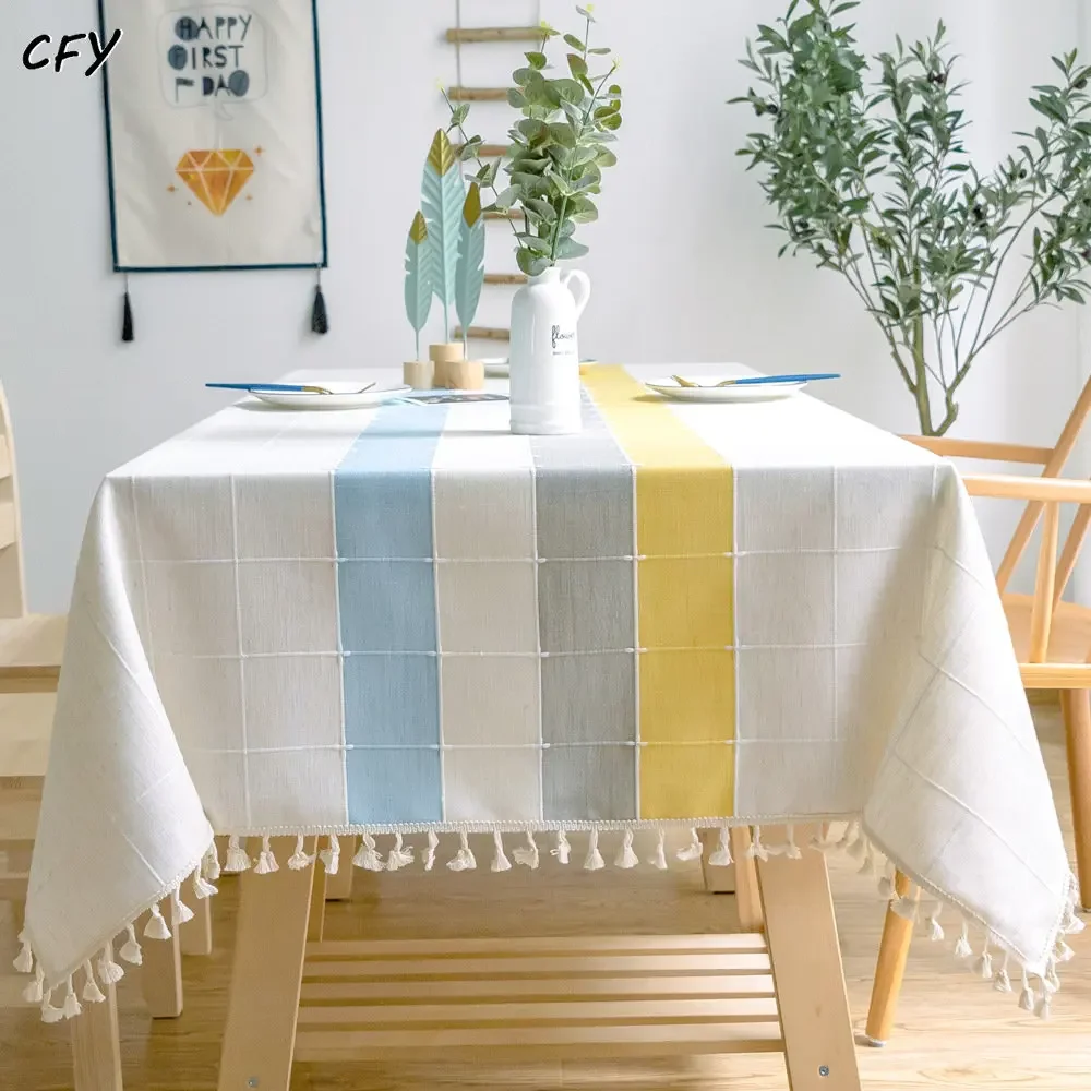 

Nordic Tablecloth for table Pastoral Decorative Linen Rectangular Tablecloth with Tassel Wedding Dining Table Cover Tea Cloth