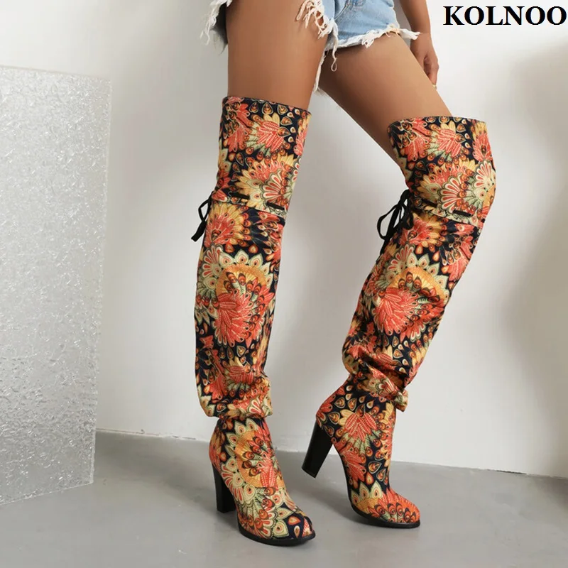 

Kolnoo 2023 New Arrivals Womens Chunky Heel Long Boots Western Style Night-club Sexy Over Knee Boots Fashion Prom Winter Shoes