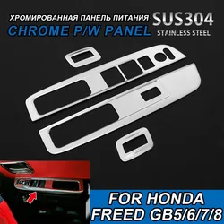 4pcs Chrome P/w Panel Protection for Honda Freed GB5 GB6 GB7 GB8 Car Window Control Trim Window Lift Button Garnish Car Styling