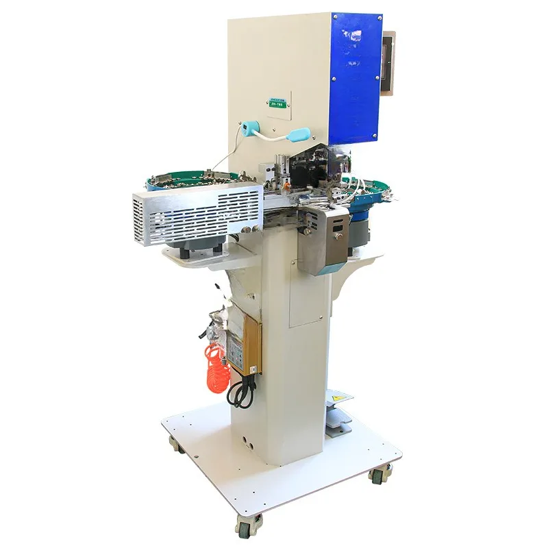 

Fully automatic four-in-one buckle machine, automatic buckle feeding and punching, automatic gasket can be added