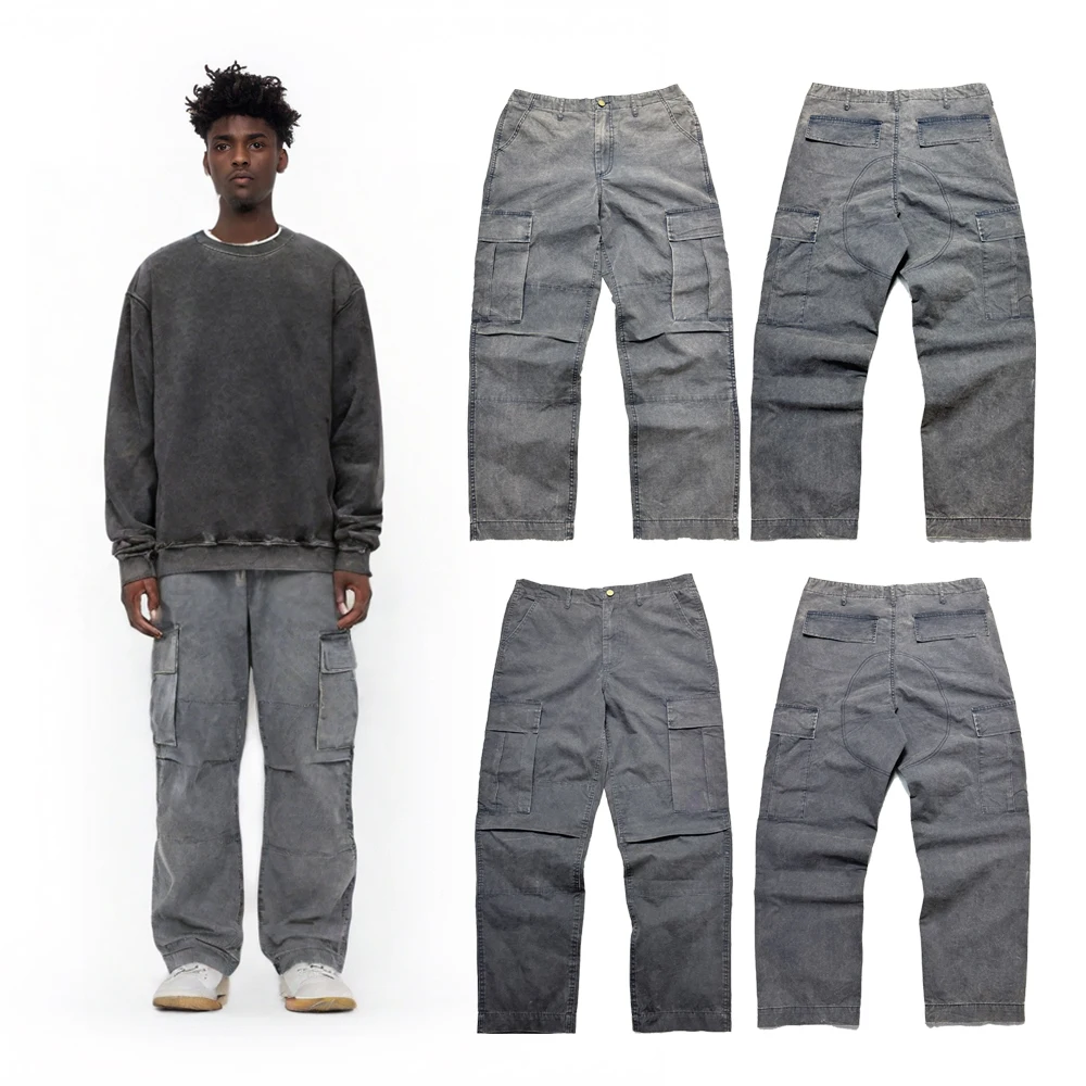 

Уличная мужская одежда, брюки-карго в уличном стиле, повседневные мешковатые спортивные штаны большого размера, потертые брюки в стиле ретро для мужчин