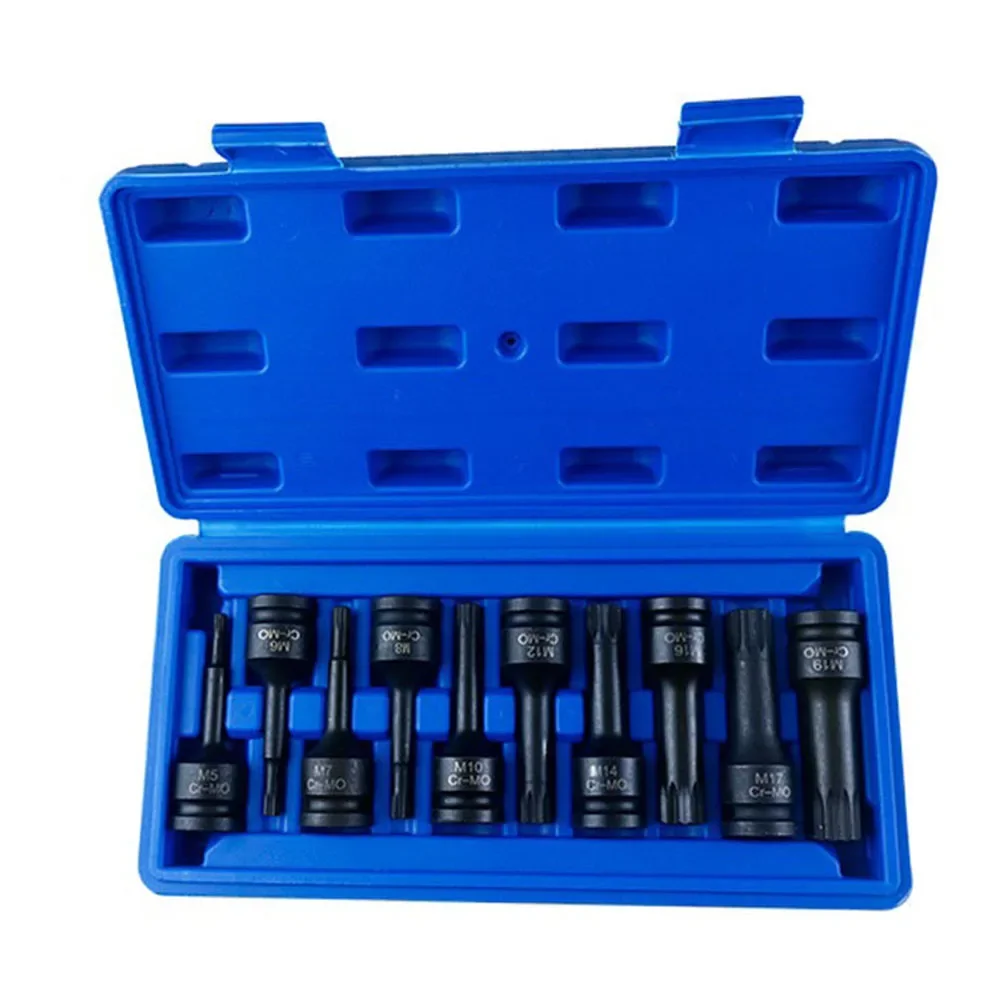 

Brand New Workshop Equipment Socket Adapter Screwdriver Bit M5-M19 1/2Inch 10pcs/set 12 Point Black Color Hand Tools