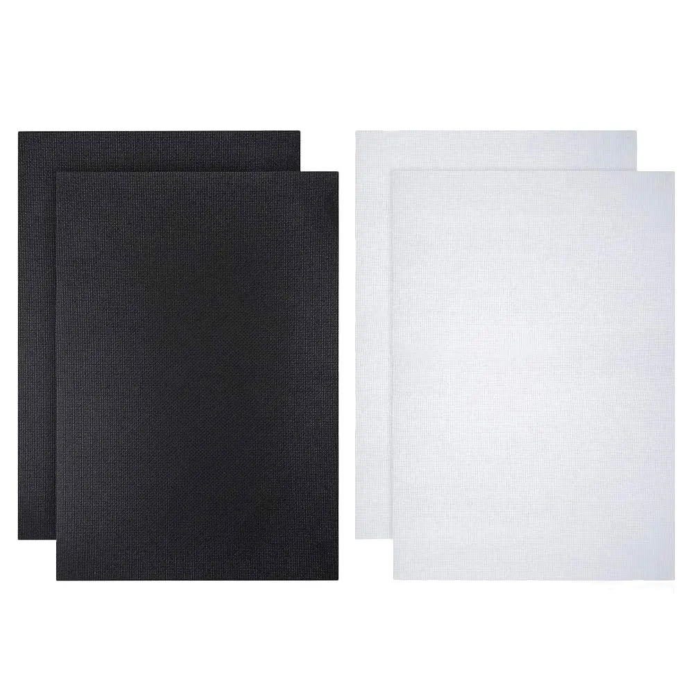 

4Pcs Cross-Stitch Fabric Durable Polyester Cotton Spandex Needlework Cloth Black White 30x45cm DIY Embroidery Material