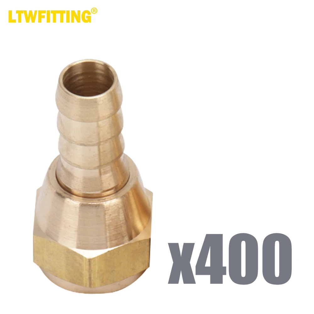 

LTWFITTING Brass Flare Tube Fitting 3/8" Hose ID x 3/8" Female 45 Deg Swivel Nut Union (Pack of 400)