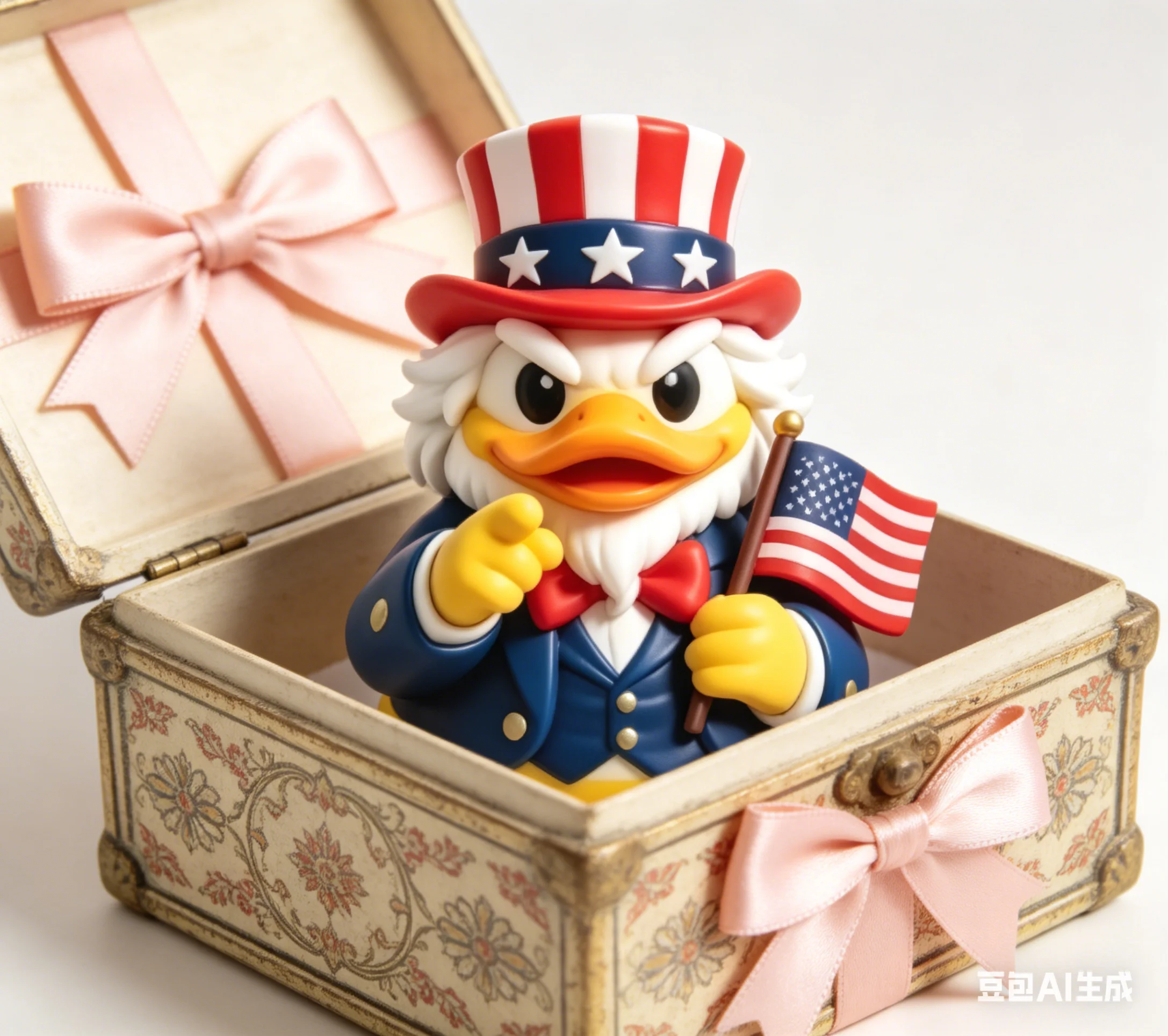 YING Resin Uncle Sam Style Duck Figurine Patriotic Statue Collectible for 4th of July Party Home Decor