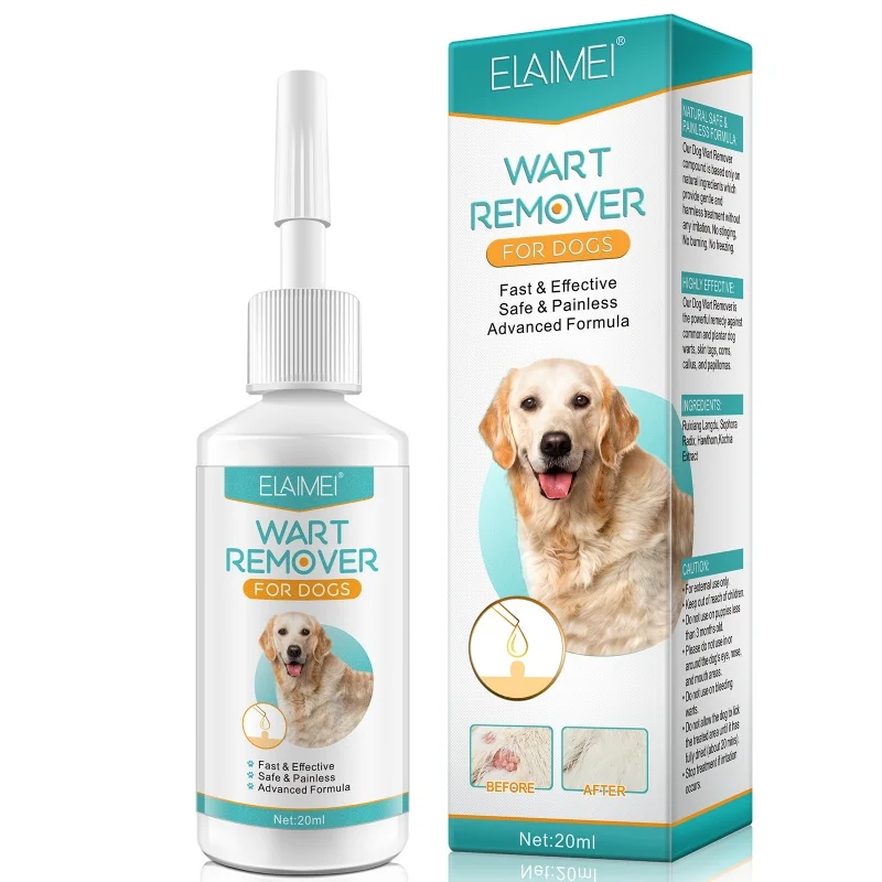 ELAIMEI pet wart removal liquid, cat and dog flat warts removal liquid