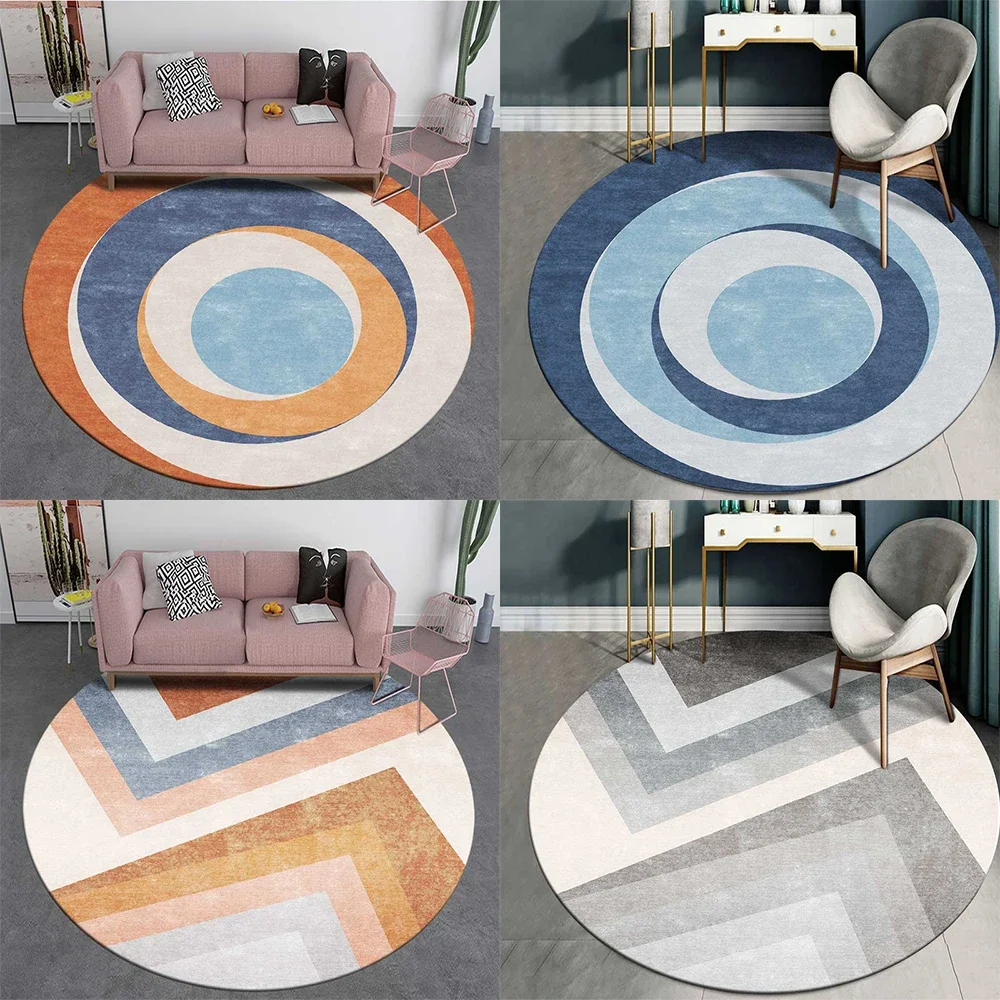 Alfombra circular con patrón geométrico minimalista moderno, decoración del suelo del dormitorio juvenil para el hogar, sala de estar, sofá