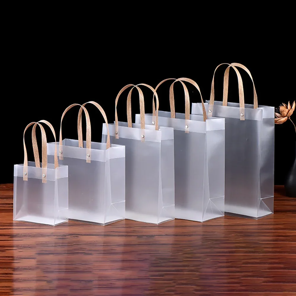 

10PCS Frosted Tote PVC Waterproof Transparent Eco-friendly Companion Gift Candy Bag