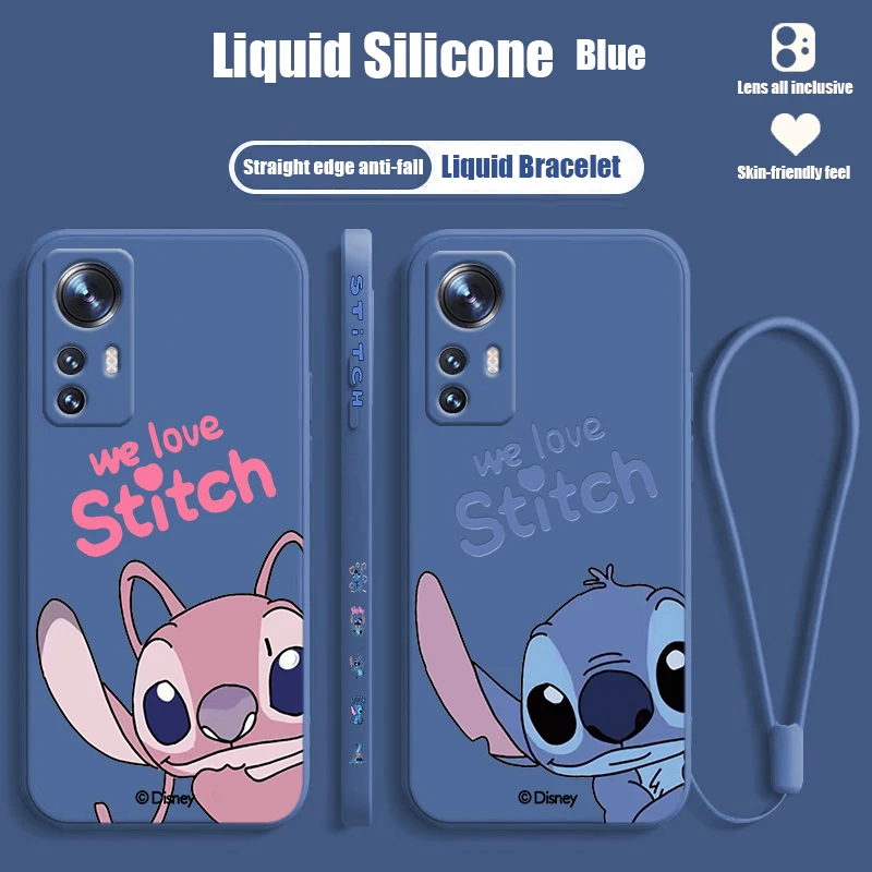 

Disney Stitch Baby Phone Case For Xiaomi Mi 14 13T 13 12T 12S 12X 12 11i 11X Ultra Pro Lite Liquid Left Rope Cover