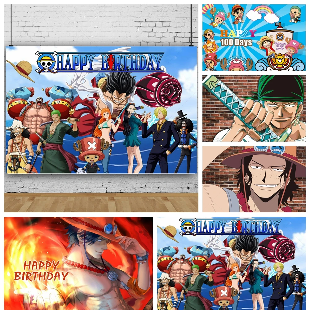 

Anime Luffy Birthday Backdrop Pirate Ship Zero Kid's Birthday Party Baby Shower Decor Props Supplies Photography Background