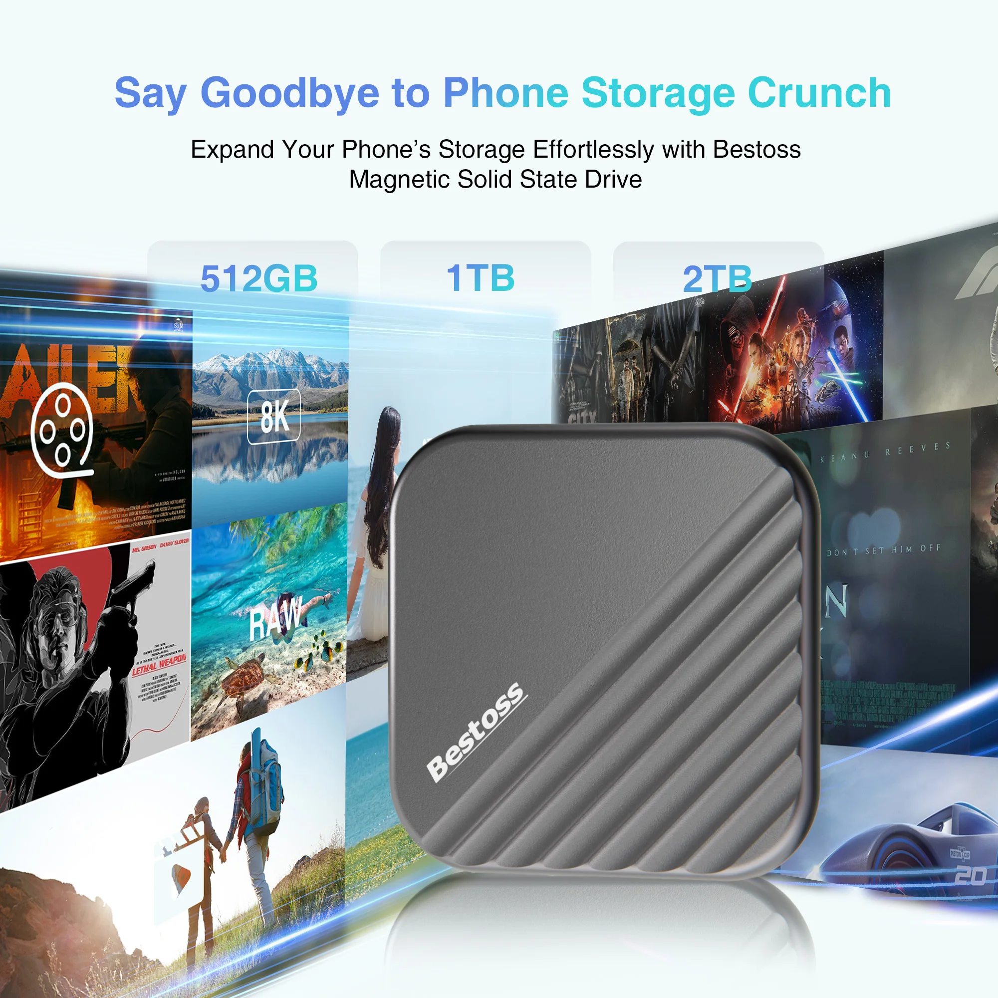 Bestoss محمول خارجي Ssd عالي السرعة 512 جيجابايت 1 تيرا بايت 2 تيرابايت للكمبيوتر أو الهاتف المحمول #6