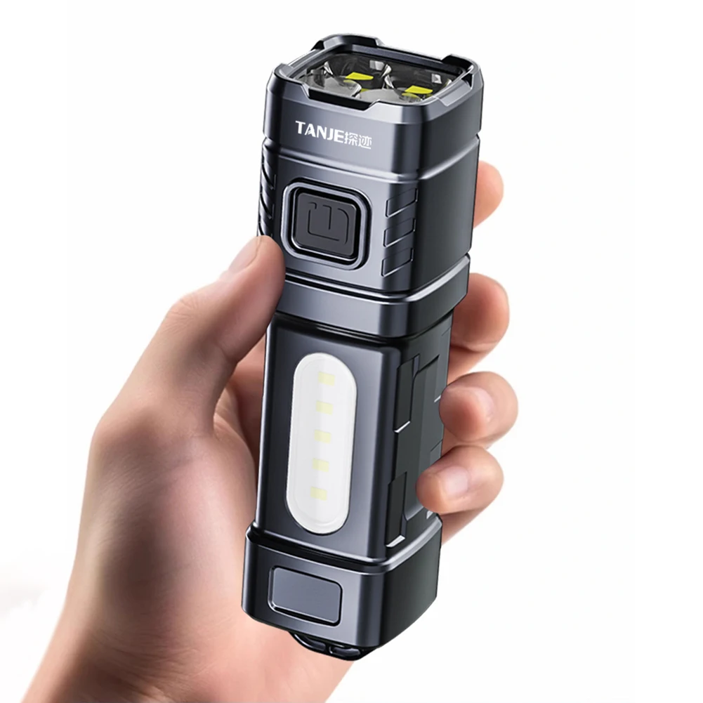 LED + COB ضوء التخييم الصغير مع مشبك قلم ضوء الطوارئ في الهواء الطلق USB شحن عالية الطاقة ضوء الشعلة للتخييم الصيد المشي