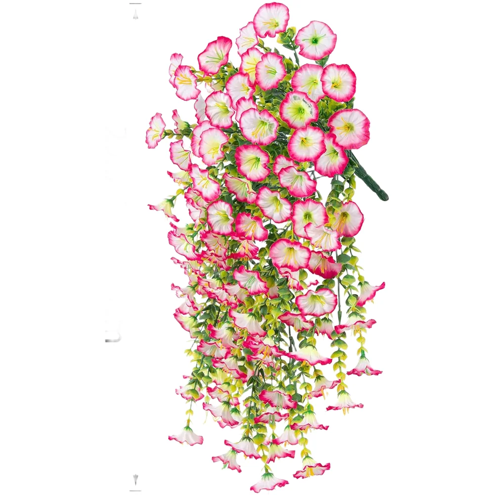Artificial Morning Glory Garland 75cm with 5 Branches and 69 Vibrant Faux Flowers for Home Wedding Event Wall Decor