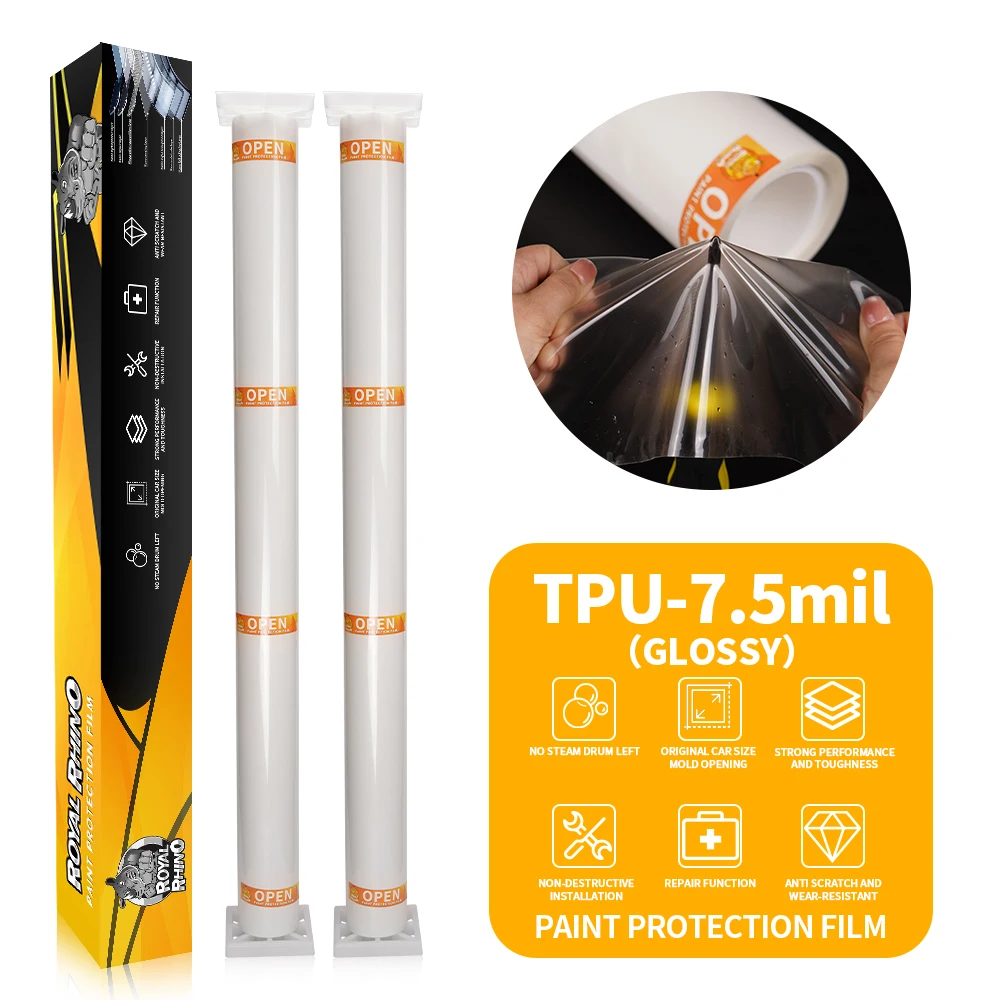 ROYAL RHINO Instant self-healing TPU PPF 7.5mil 10 Years Warranty Transparen Car Paint Protection Film Nano Coating Not Yellow
