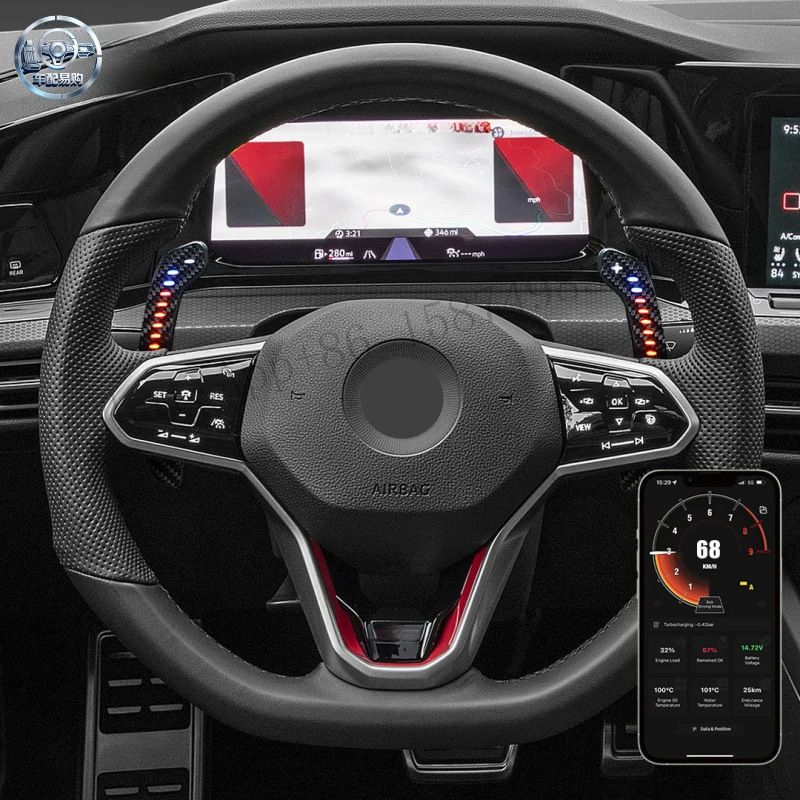 Carbon fiber LED magnetic shift paddles are suitable for Golf 8 MK8 GTI R R line