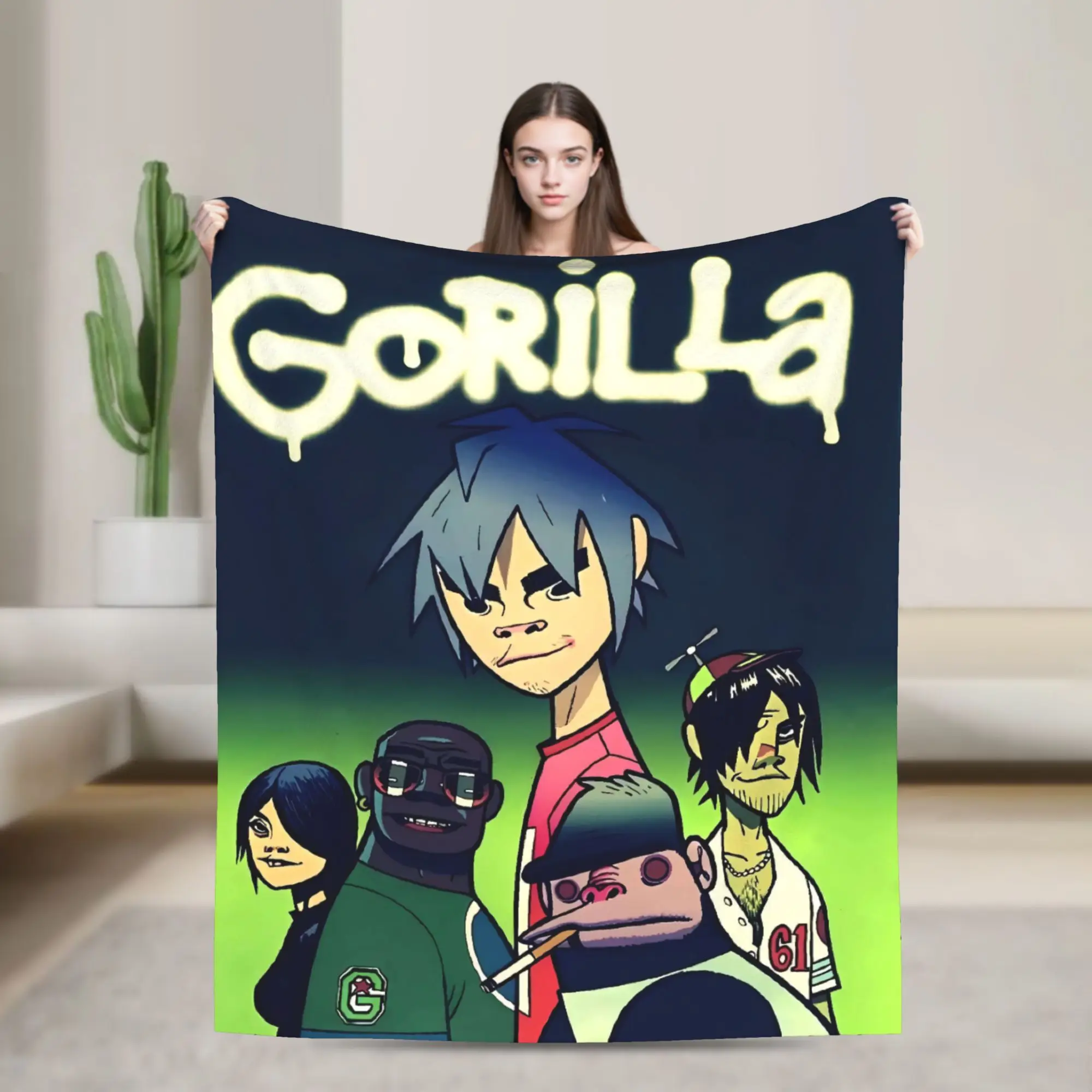 British GorillazS Virtual Band Rock Hip-Hop Blanket  Warm Soft Novelty Plush Throw Blanket For Travel Office Flannel Bed Cover