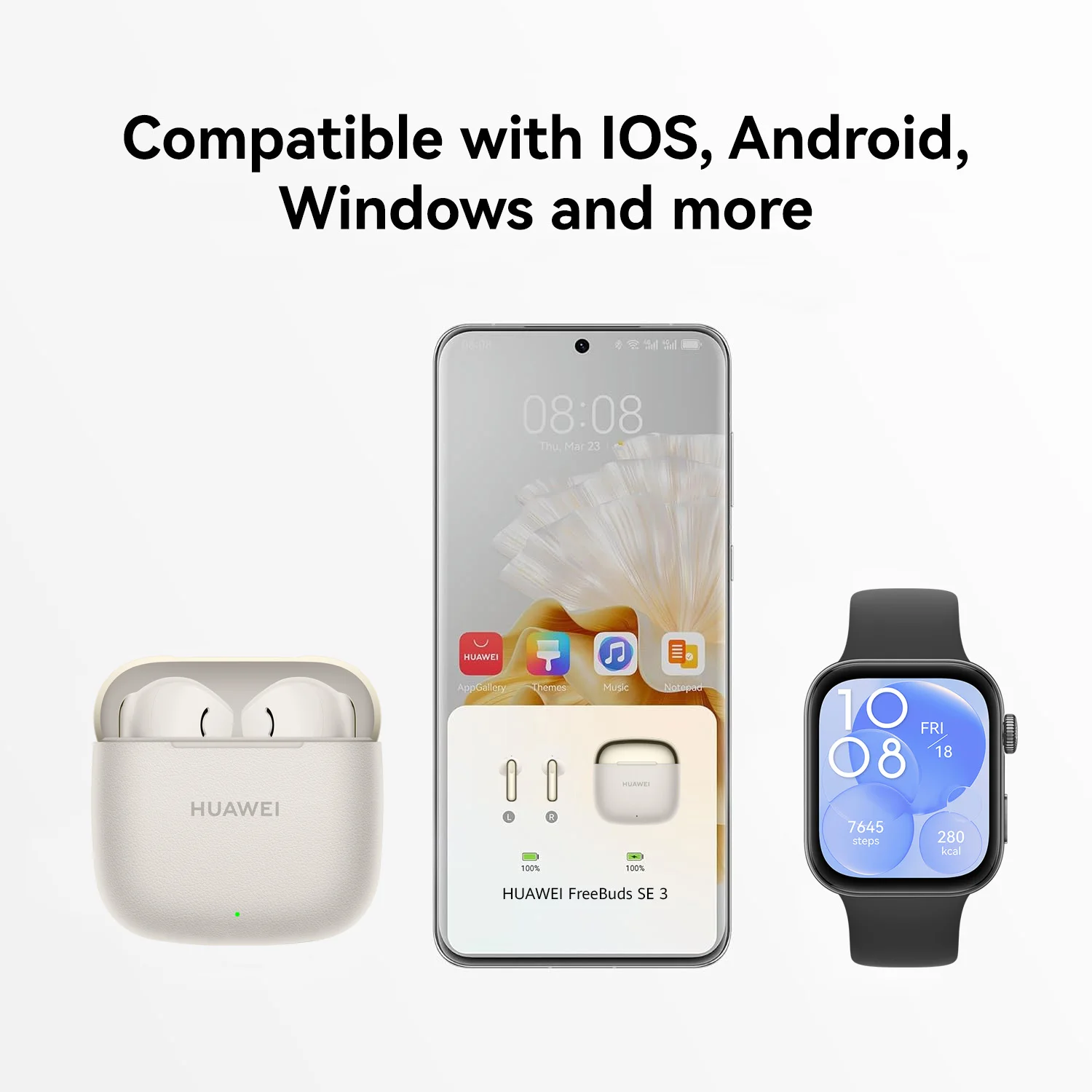 الإصدار العالمي من سماعات الرأس هواوي Freebuds SE 3، تشغيل الموسيقى 42 ساعة، شحن سريع، اتصال BT 5.4، متوافق مع iOS وAndroid