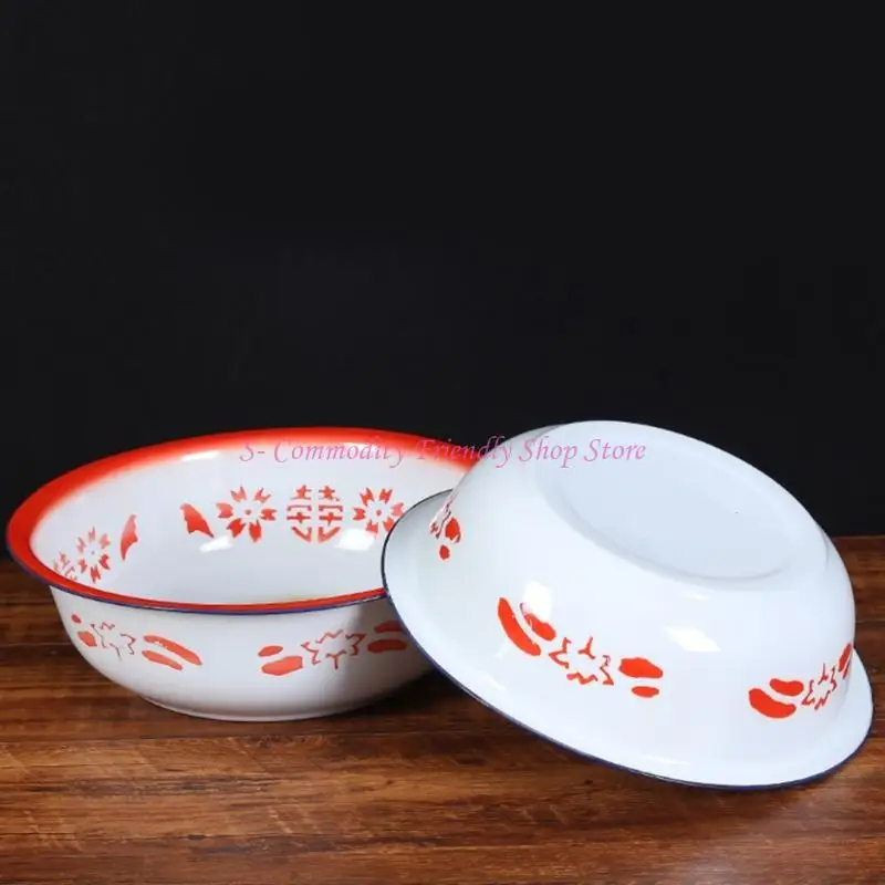 85AE Classical Enamel Finish Plastic Wash Basin Toy for Childrens Dollhouses Setup