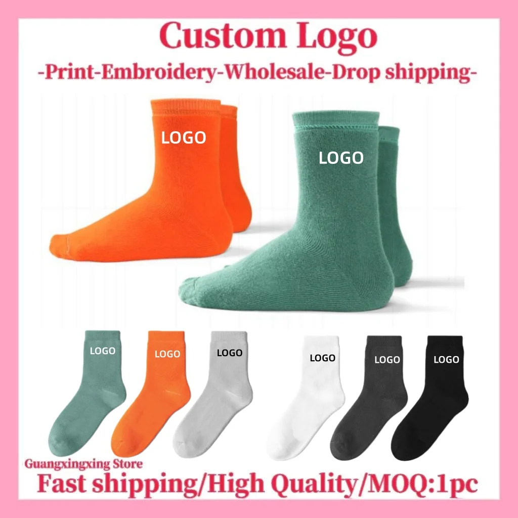 Aangepast logo voor sokken Aangepaste zakelijke herensokken Unisex sokken 3D-geprinte foto's Aangepaste uw ontwerpfoto's