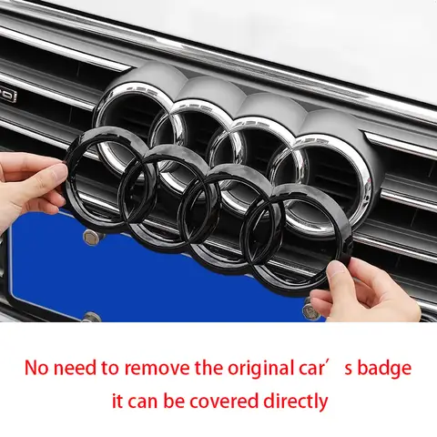 오버레이 엠블럼 재장착 로고 Audi A4 A3 A5 A7 Q3 Q5 Q7 Q2 A6 로고 장식 액세서리 용 전면 후면 로고 직접 덮음