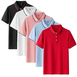 2025 New Male Short Sleeve Lapel Polo Shirt Black / White / Red Fashion Men Summer Business Casual High Street T-shirts