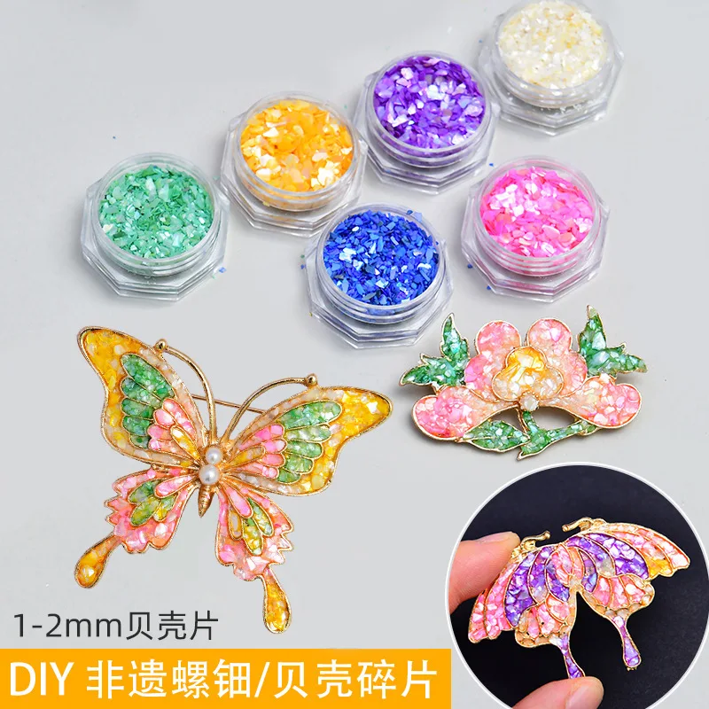 Natural Shell Fragments Brooch Jewelry DIY Material Bag, Popular Nail Art Puzzle, Lacquer Painting, Mother-In-Law Base