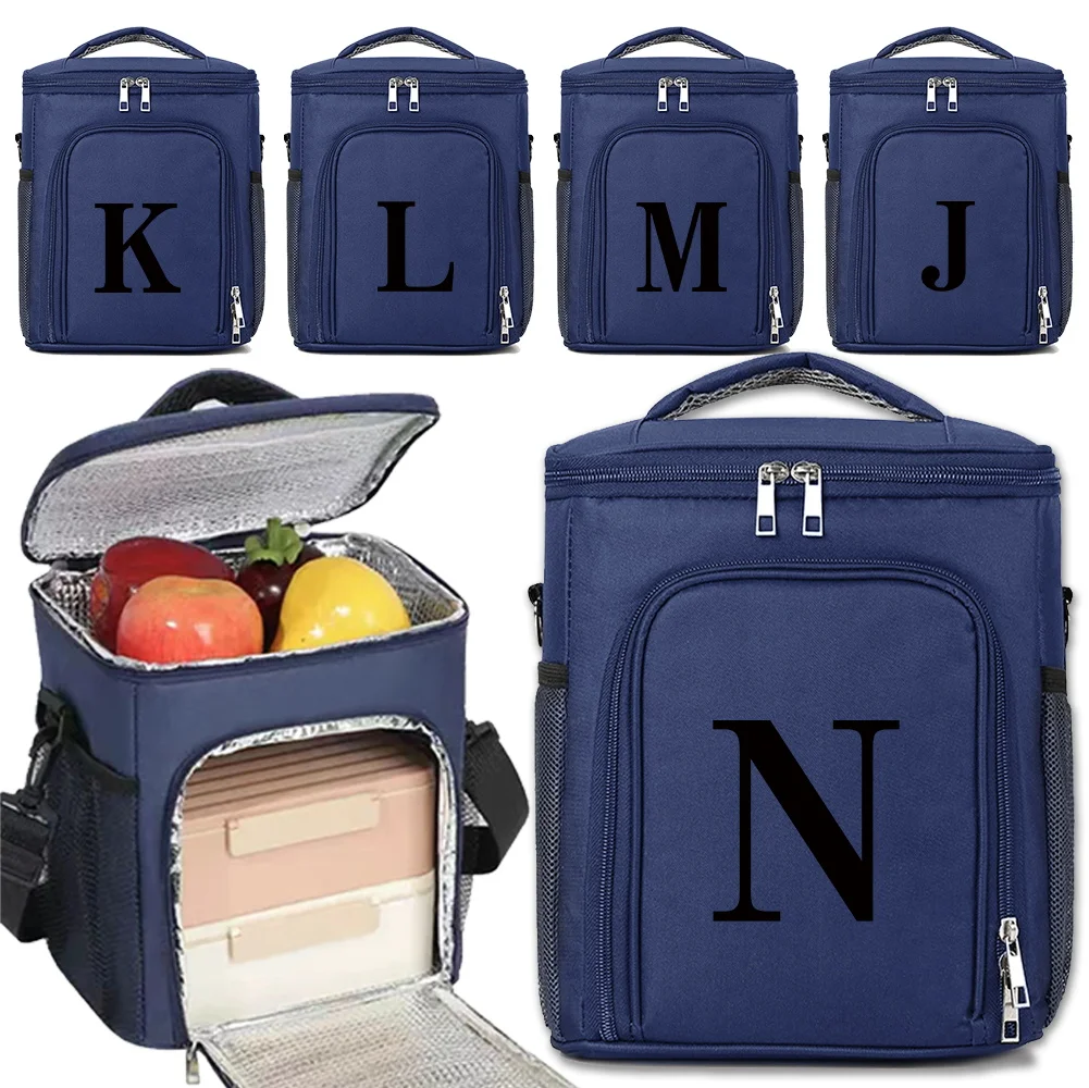 

Food Storage Handbag Insulated Lunch Box Bags Simplicity Shoulder Storage Bag Cooler Insulated Case Black Letter Series