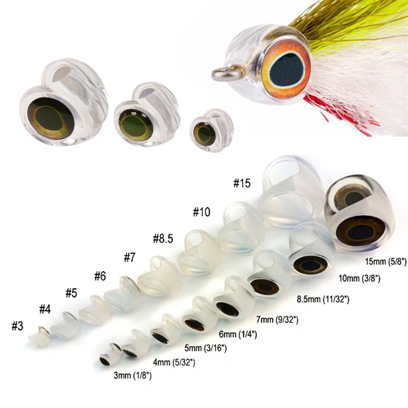 10 Stück transparente Fischmasken + 20 holografische 3D-Fischaugen, Fliegenbindematerial zum Binden von Streamern, Hechten, Barschen, Forellen, Salzwasser-Angelködern – Detail 2