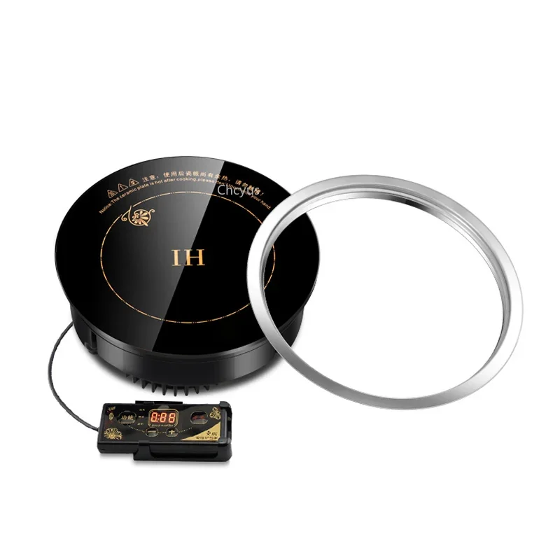 Commercial embedded mini hot pot induction cooker embedded 800W round touch wire control Diameter 19.5CM