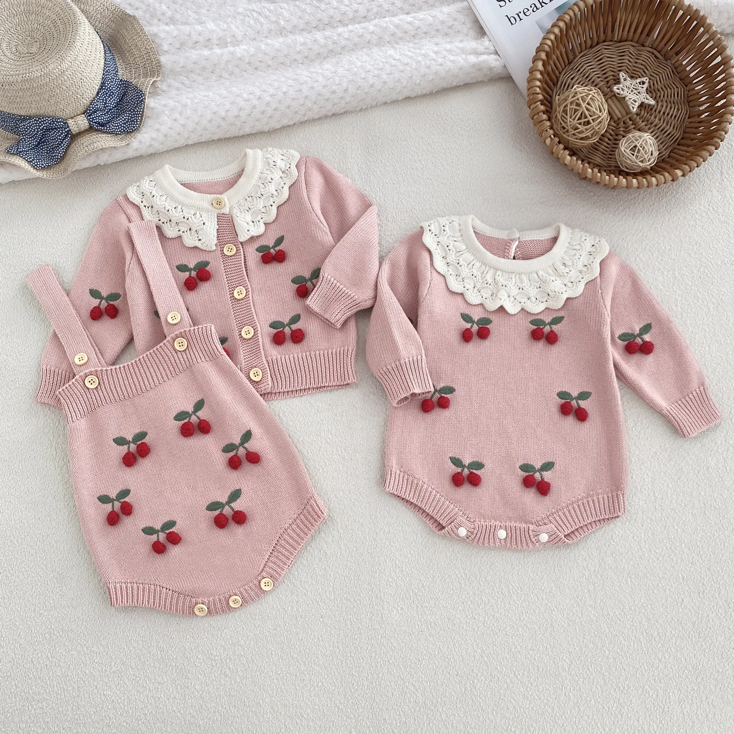 0-24M Newborn Kid Baby Girl Knit Romper Winter Sweater Warm Clothes Long Sleeve Thick Bodysuit Cute Princess Outfit Knitwear