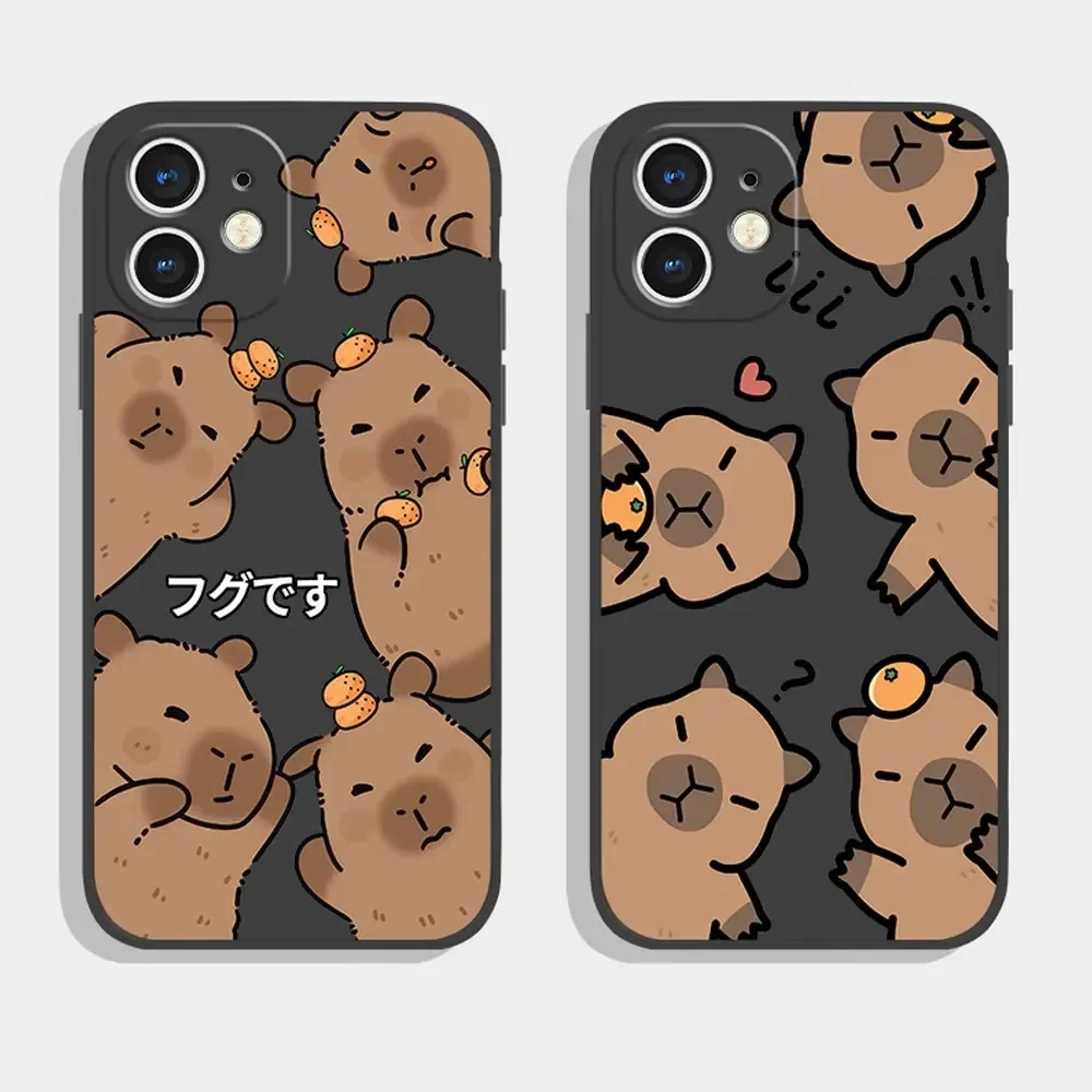 Cute Capybara Phone Case for IPhone 16 15 14 13 12 11 Pro Max Mini X XS MAX 7 8 Plus SE Funda Funny Animal Shockproof Soft Cover