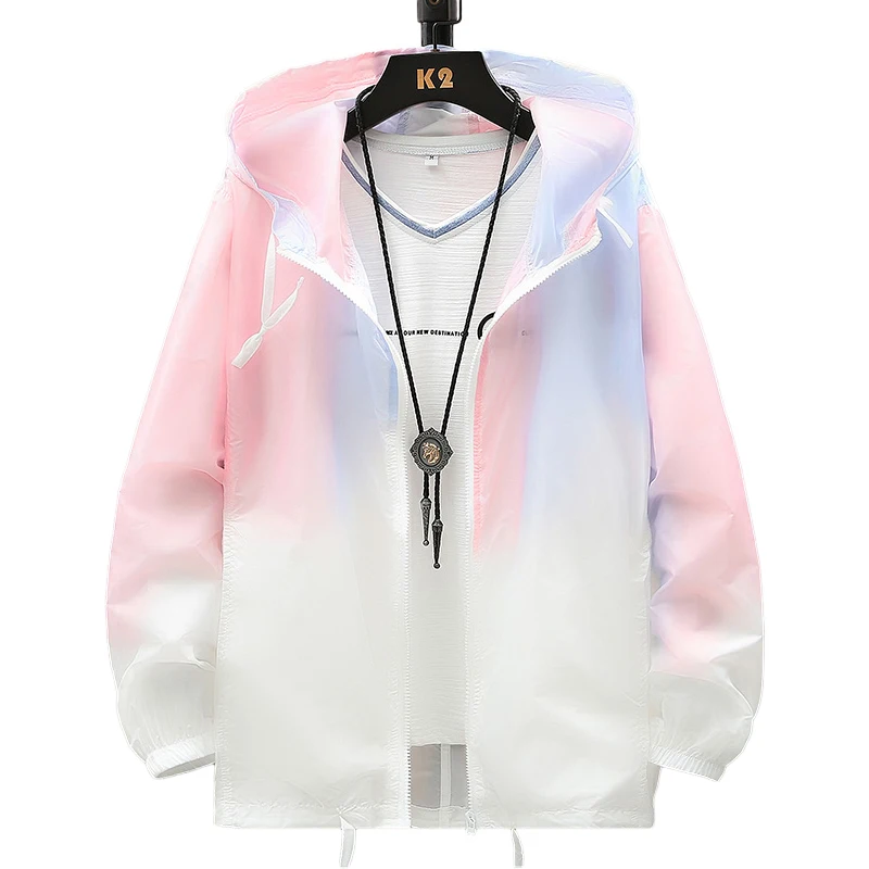 2024 Women Jacket Summer Gradient Y2K Hip hooded Light Thin Coats Windbreaker Woman Hooded Coat veste femme Jackets Clothes