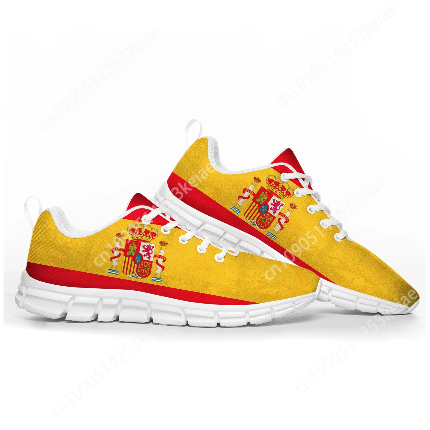 Zapatos deportivos con bandera española para hombre, mujer, adolescente, niños, zapatillas de deporte, zapatos informales personalizados de alta calidad para parejas